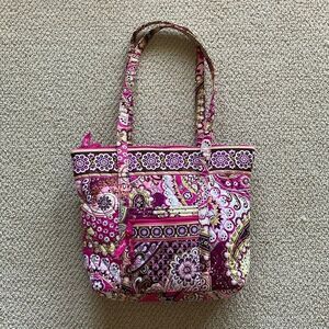 Vera Bradley Small Vera Tote Bag Magenta Retired Print Pattern Carryall Handbag